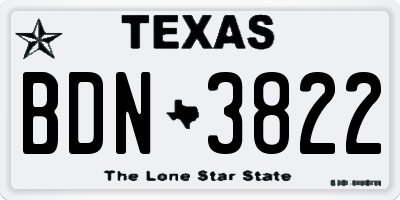 TX license plate BDN3822
