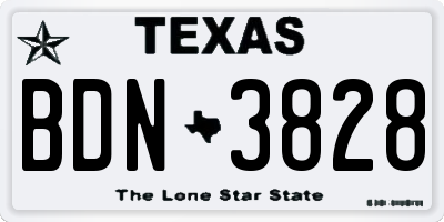 TX license plate BDN3828
