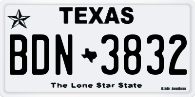 TX license plate BDN3832
