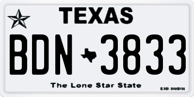 TX license plate BDN3833