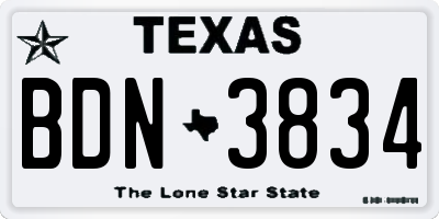 TX license plate BDN3834