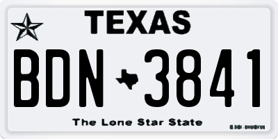 TX license plate BDN3841