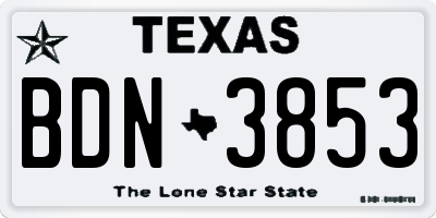 TX license plate BDN3853
