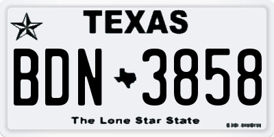 TX license plate BDN3858