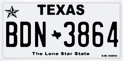 TX license plate BDN3864