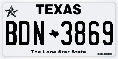 TX license plate BDN3869
