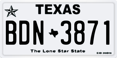 TX license plate BDN3871