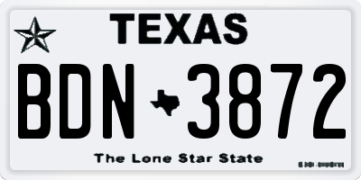 TX license plate BDN3872
