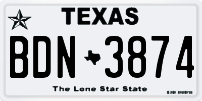 TX license plate BDN3874