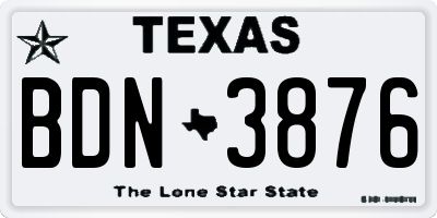 TX license plate BDN3876