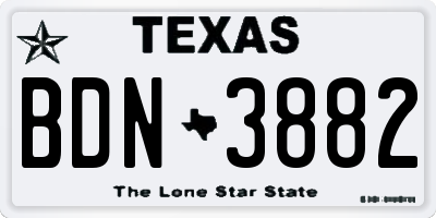 TX license plate BDN3882