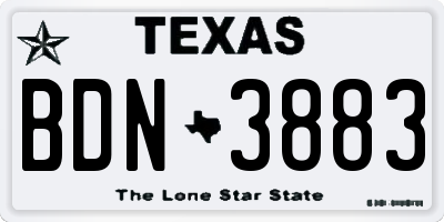 TX license plate BDN3883