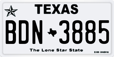 TX license plate BDN3885