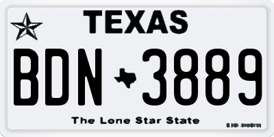 TX license plate BDN3889