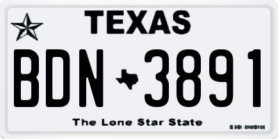 TX license plate BDN3891