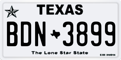 TX license plate BDN3899