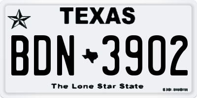 TX license plate BDN3902