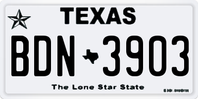 TX license plate BDN3903