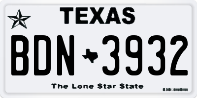 TX license plate BDN3932