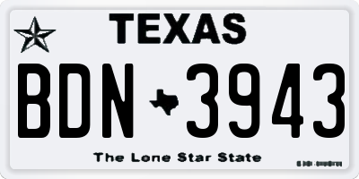 TX license plate BDN3943