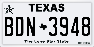 TX license plate BDN3948