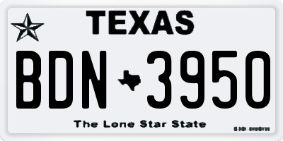 TX license plate BDN3950