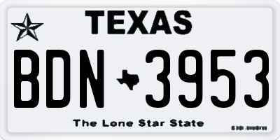 TX license plate BDN3953