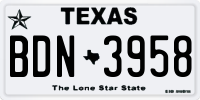 TX license plate BDN3958