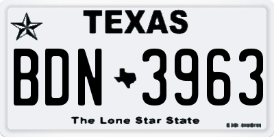 TX license plate BDN3963