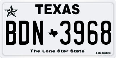 TX license plate BDN3968