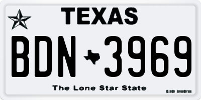 TX license plate BDN3969