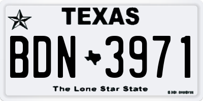 TX license plate BDN3971