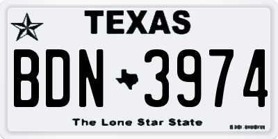TX license plate BDN3974