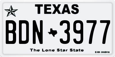 TX license plate BDN3977