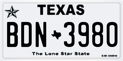 TX license plate BDN3980