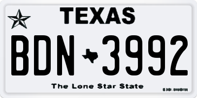 TX license plate BDN3992