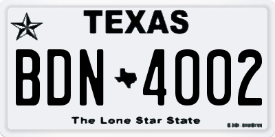 TX license plate BDN4002