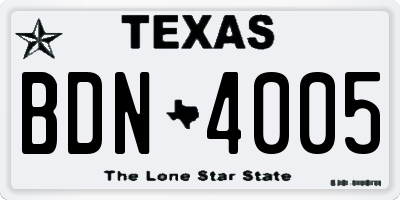 TX license plate BDN4005