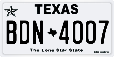 TX license plate BDN4007