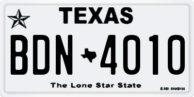TX license plate BDN4010