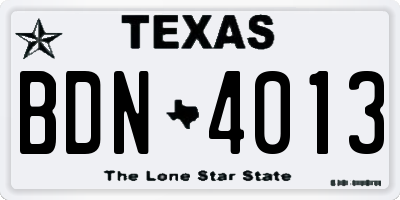 TX license plate BDN4013