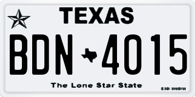 TX license plate BDN4015