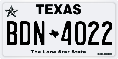 TX license plate BDN4022