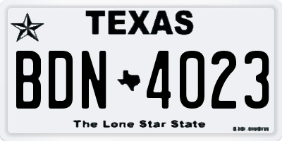 TX license plate BDN4023