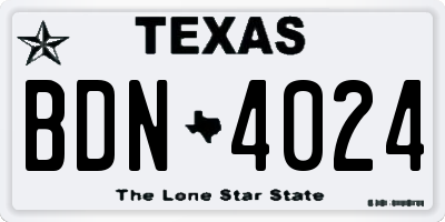 TX license plate BDN4024