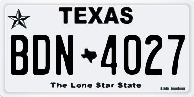 TX license plate BDN4027