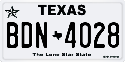 TX license plate BDN4028