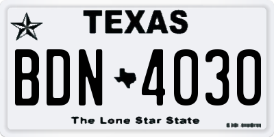 TX license plate BDN4030
