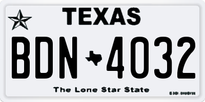 TX license plate BDN4032
