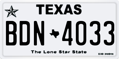 TX license plate BDN4033